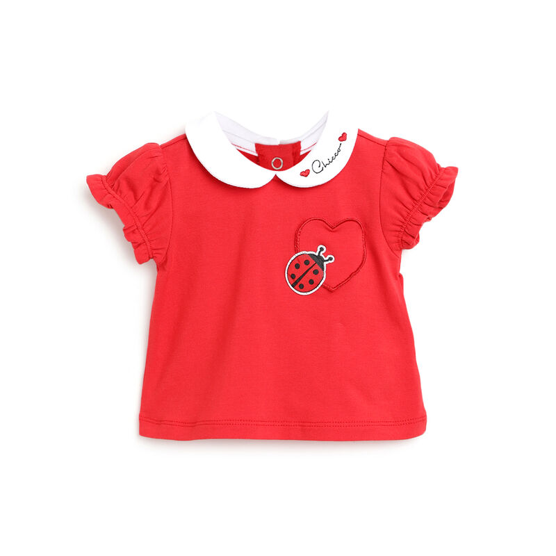 Girls Medium Red Applique Short Sleeve Top image number 0